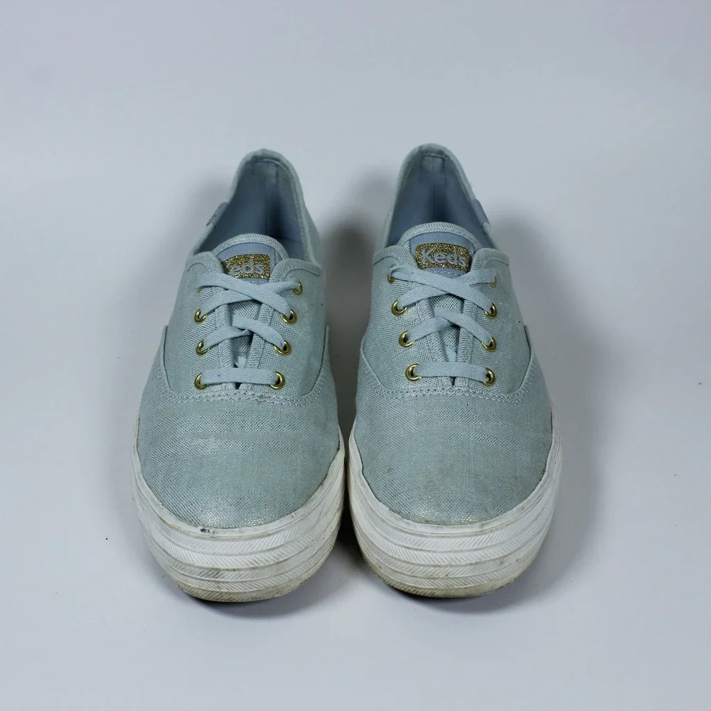 Keds Triple Platform Sneakers – Metallic Light Blue, Women's – Size US 8- UK 5.5